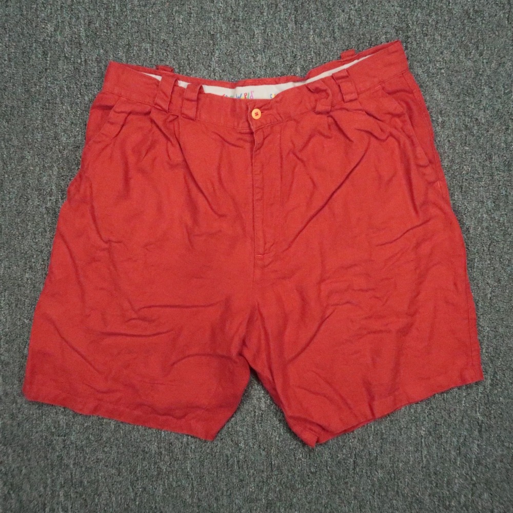 Jams‎ World Shorts Mens 36 Paprika Red 100% Linen Chino Lightweight